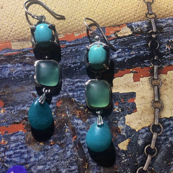 Silpada Sterling Silver Turquoise Earrings - Picture 7 of 8